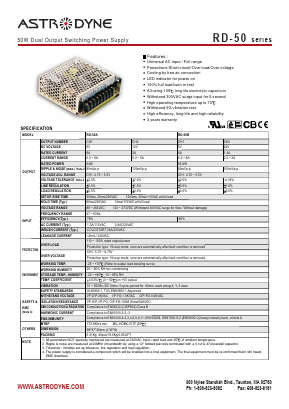 RD-50A Datasheet PDF Astrodyne Corporation
