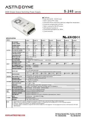 S-240-30 Datasheet PDF Astrodyne Corporation