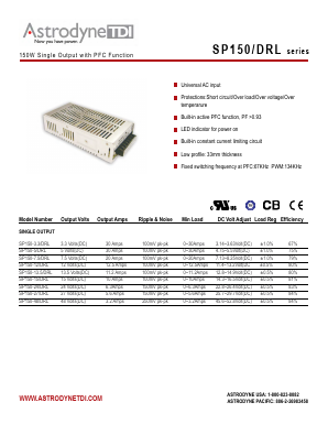 SP150-24DRL Datasheet PDF Astrodyne Corporation