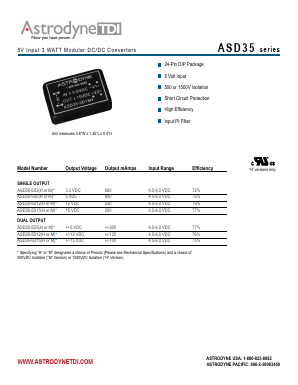 ASD35-5S5 Datasheet PDF Astrodyne Corporation