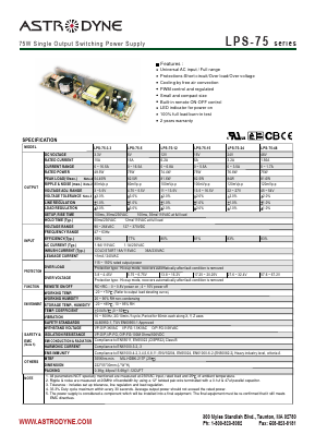 LPS-75 Datasheet PDF Astrodyne Corporation
