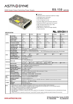 RS-150-15 Datasheet PDF Astrodyne Corporation