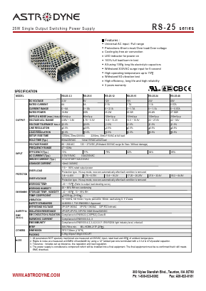 RS25-24 Datasheet PDF Astrodyne Corporation