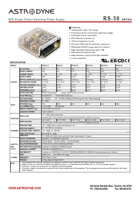 RS-50 Datasheet PDF Astrodyne Corporation
