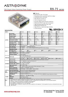 RS-75-12 Datasheet PDF Astrodyne Corporation