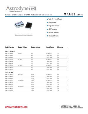 MKC03-12S12 Datasheet PDF Astrodyne Corporation