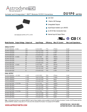 DU1P0-05D15 Datasheet PDF Astrodyne Corporation