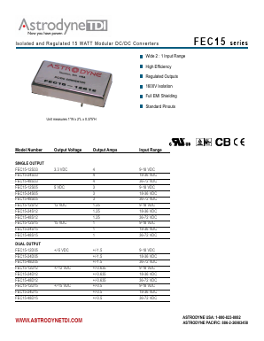 FEC15-24D12 Datasheet PDF Astrodyne Corporation
