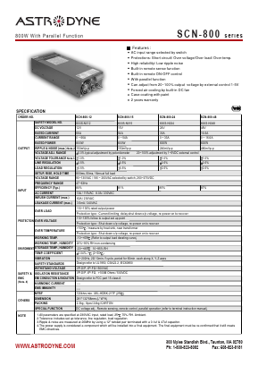 SCN-800 Datasheet PDF Astrodyne Corporation