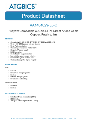 AA1404029-E6-C Datasheet PDF ATGBICS by Approved Technology