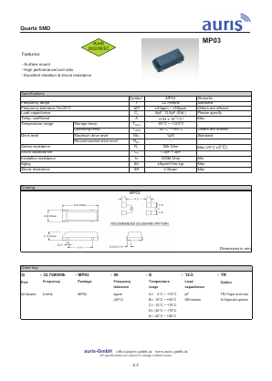 MP03 Datasheet PDF auris-GmbH