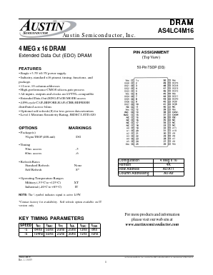AS4LC4M16 Datasheet PDF Austin Semiconductor