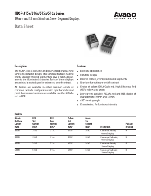 HDSP-316G Datasheet PDF Avago Technologies