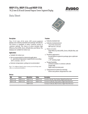 HDSP-511G Datasheet PDF Avago Technologies