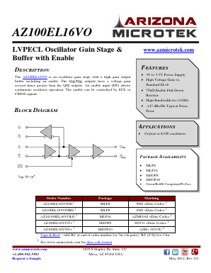 AZ100EL16VON Datasheet PDF Arizona Microtek, Inc