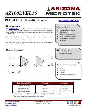 AZ100LVEL16DGR1 Datasheet PDF Arizona Microtek, Inc