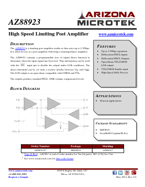AZ88923U Datasheet PDF Arizona Microtek, Inc