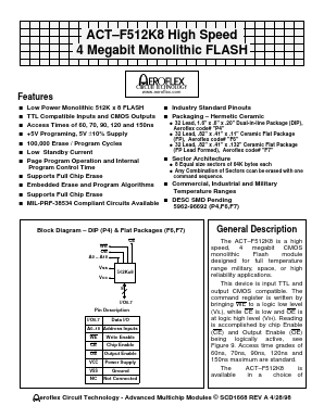 ACT-F512K8N-090P4T Datasheet PDF Aeroflex Corporation