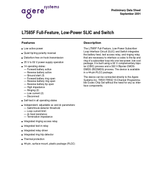 LUCL7585FP-DT Datasheet PDF Agere -> LSI Corporation