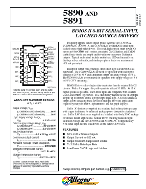 UCN5891 Datasheet PDF Allegro MicroSystems