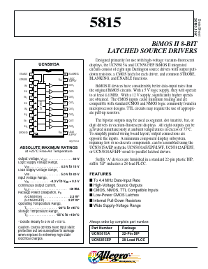 UCN5815 Datasheet PDF Allegro MicroSystems