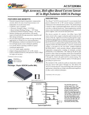 ACS722KMATR-20AB-T Datasheet PDF Allegro MicroSystems