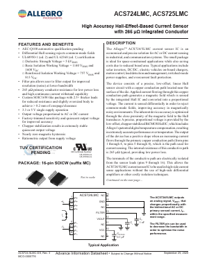 ACS724LMCTR-30AB-T Datasheet PDF Allegro MicroSystems
