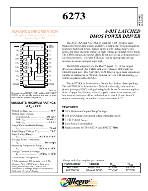 A6273KLW Datasheet PDF Allegro MicroSystems