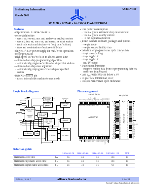 AS29LV400B-70TI Datasheet PDF Alliance Semiconductor