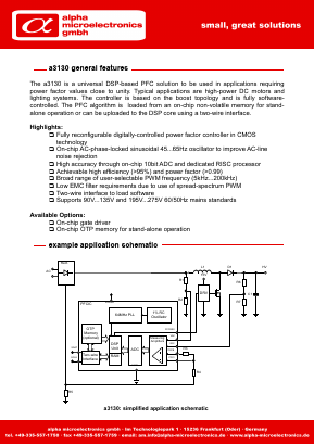 A3130 Datasheet PDF Alpha Microelectronics 