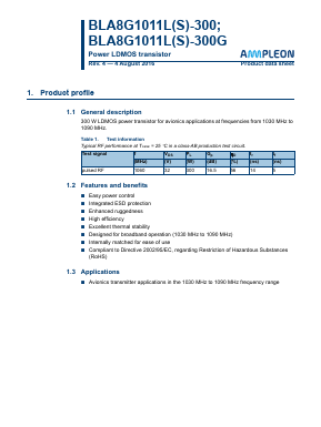 BLA8G1011LS-300G Datasheet PDF Ampleon