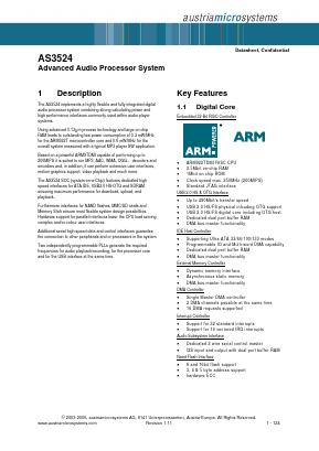 AS3524A-ZC22A Datasheet PDF austriamicrosystems AG