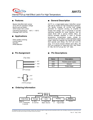 AH173WL-B Datasheet PDF Anachip Corporation