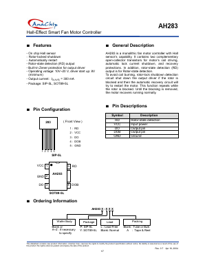 AH283 Datasheet PDF Anachip Corporation