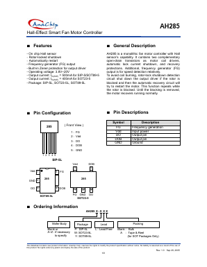 AH285-YLA Datasheet PDF Anachip Corporation