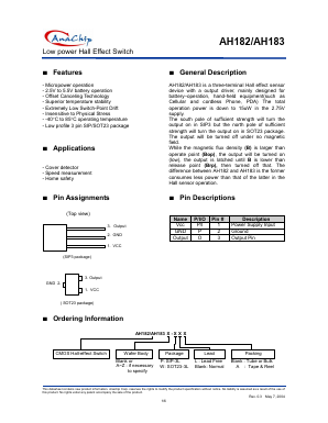 AH182 Datasheet PDF Anachip Corporation