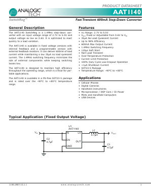 AAT1140IGV-1.8-T1 Datasheet PDF Analog Technology Inc