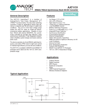 AAT1151IVN-1.8-T1 Datasheet PDF Analog Technology Inc