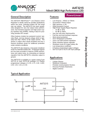 AAT3215IGV-2.5-T1 Datasheet PDF Analog Technology Inc