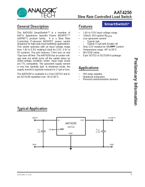 AAT4250IGV-T1 Datasheet PDF Analog Technology Inc