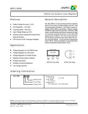 APL1088 Datasheet PDF Anpec Electronics