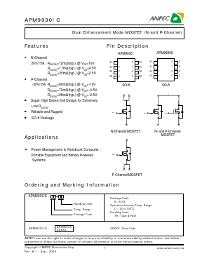 APM9930 Datasheet PDF Anpec Electronics