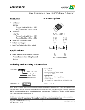 APM9932CKC-TUL Datasheet PDF Anpec Electronics