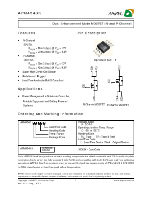 APM4548KC-TU Datasheet PDF Anpec Electronics
