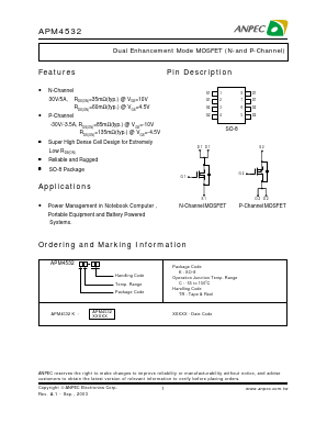 APM4532KC-TR Datasheet PDF Anpec Electronics