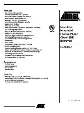 U4090B-PFNG3Y Datasheet PDF Atmel Corporation