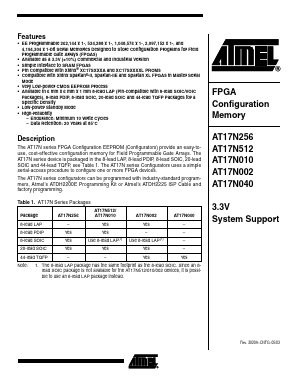AT17N256-10NI Datasheet PDF Atmel Corporation