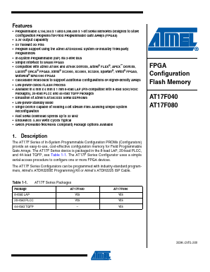 AT17F040-30JU Datasheet PDF Atmel Corporation