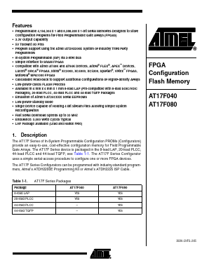 AT17F040-30CI Datasheet PDF Atmel Corporation