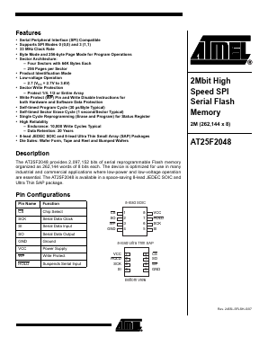 AT25F2048N-10SU-2.7 Datasheet PDF Atmel Corporation